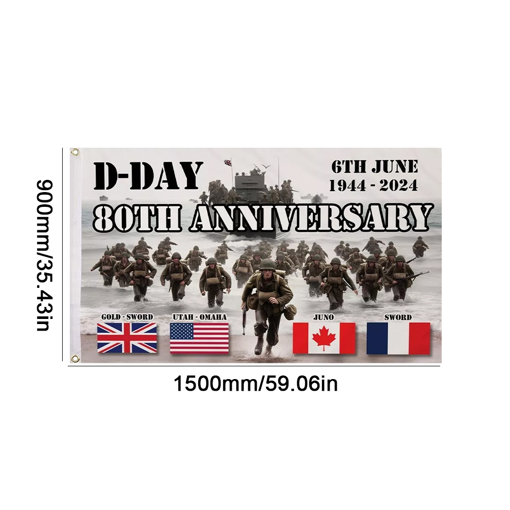 thumbnail image 5 of Conmemorativa Del Día D 80 Aniversario 5 Pies X 3 para Interiores Y Exteriores, 5 of 10