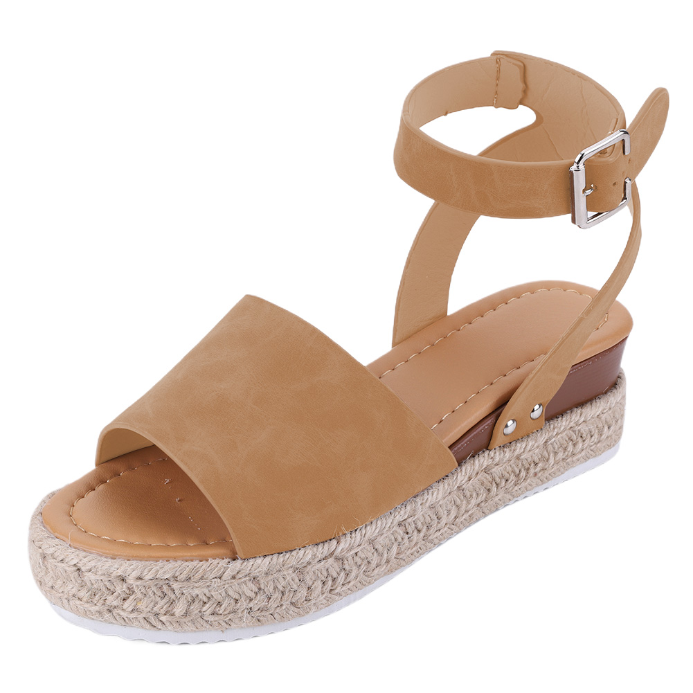 thumbnail image 3 of Sandalias Con Correa Hebilla en El Tobillo Zapatos Diarios Cuero PU para Mujer, 3 of 9