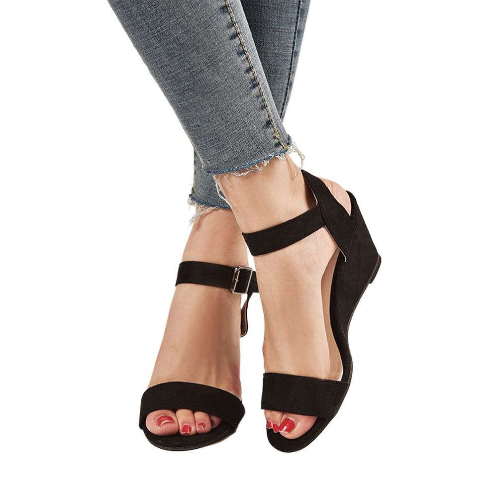 thumbnail image 1 of Sandalias Vestir Zapatos Casuales Cuña Correa Tobillo Punta Abierta para Mujer, 1 of 10
