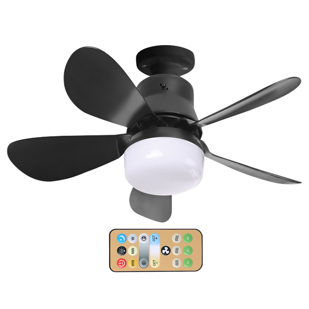 thumbnail image 2 of Ventilador de techo Likrtyny 30 W con Bombilla LED 3 Velocidades control Remoto Pequeño Negro, 2 of 10