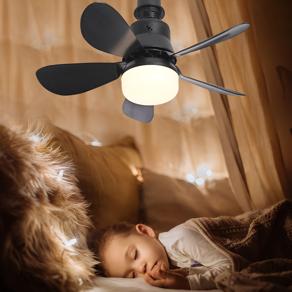 thumbnail image 4 of Ventilador de techo Likrtyny 30 W con Bombilla LED 3 Velocidades control Remoto Pequeño Negro, 4 of 10