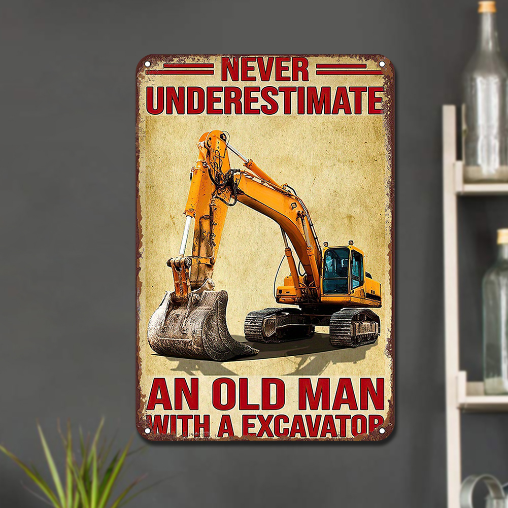 thumbnail image 4 of Excavadora Placa Metal Vintage Pintura Hierro Rectangular Artística Pared 20x30cm, 4 of 10