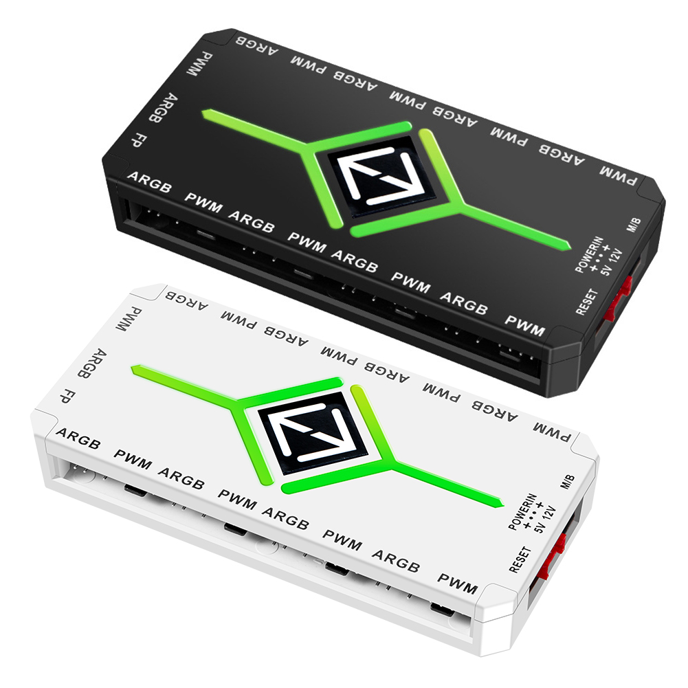 thumbnail image 3 of 1 A 9 3 en PWM ARGB Fan Hub Splitter Magnetic Suction Con Control Remoto() Blanco, 3 of 10