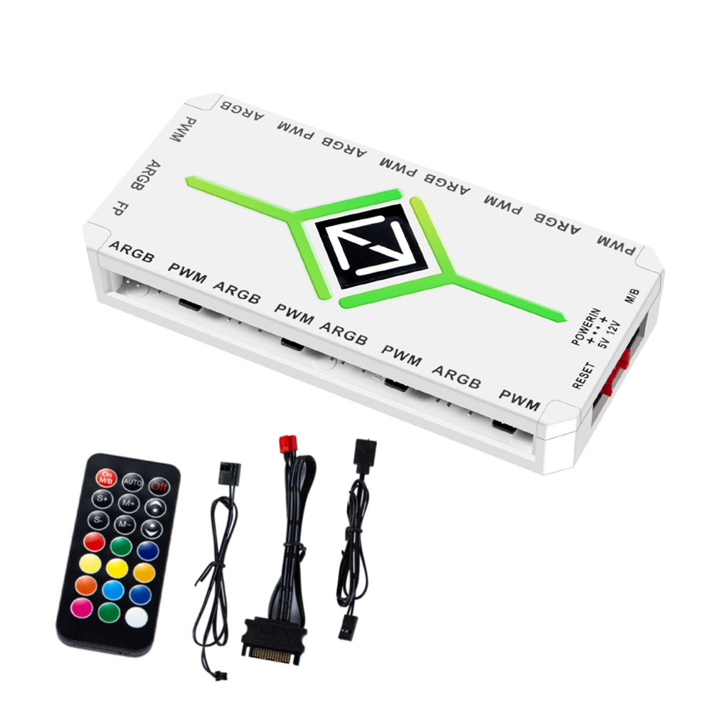 thumbnail image 5 of 1 A 9 3 en PWM ARGB Fan Hub Splitter Magnetic Suction Con Control Remoto() Blanco, 5 of 10