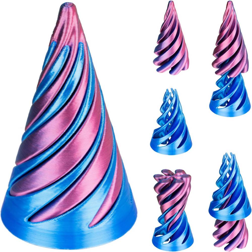thumbnail image 2 of Imposible Pirámide Cruce Escultura 3D Impreso Espiral Cono Juguete Espiral Cono Fidget Juguete (púrpura Azul), 2 of 2