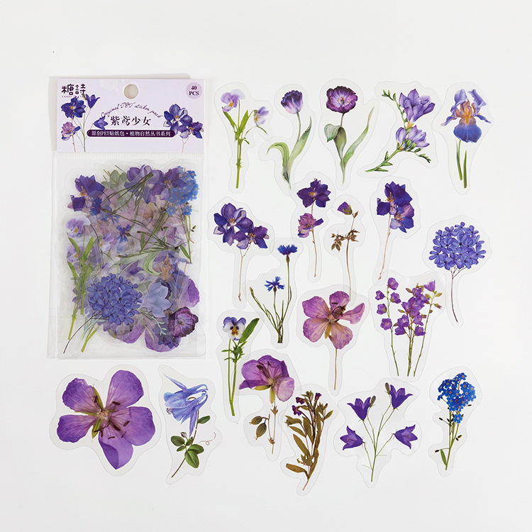 thumbnail image 2 of Purple Kite Girl 40 Uds. Marcapáginas Flores Secas Hecho A Mano Material Diy Muestra Planta Botella Pequeña Transparente en Relieve, 2 of 2