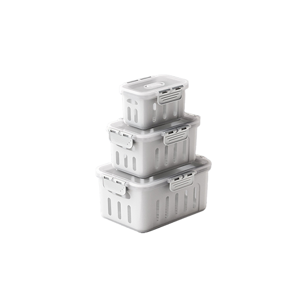 thumbnail image 1 of Caja Conservación Apilable Organizador para Refrigerador Contenedores Almacenamiento Frutas Drenaje Con Tapa Gran Capacidad Casera, 1 of 10