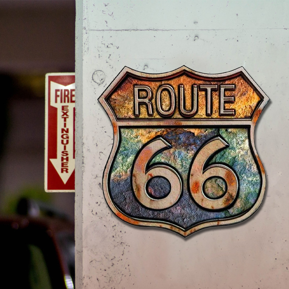 thumbnail image 5 of Placa Metal Vintage Escudo Ruta 66 Pintura Hierro Arte Pared Bar 30x30cm, 5 of 10