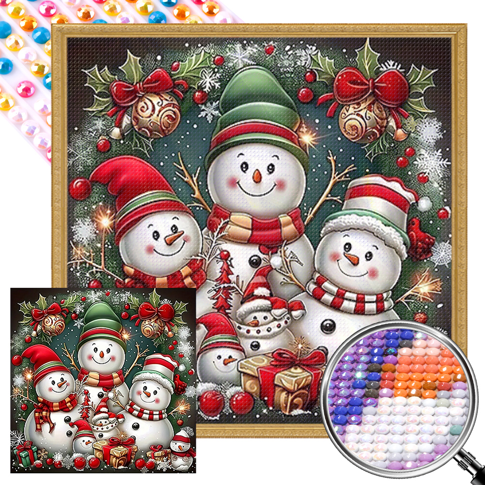 thumbnail image 2 of 5D DIY Taladro Parcial AB Diamante Pintura Navidad Muñeco Nieve Art45x45cm, 2 of 10