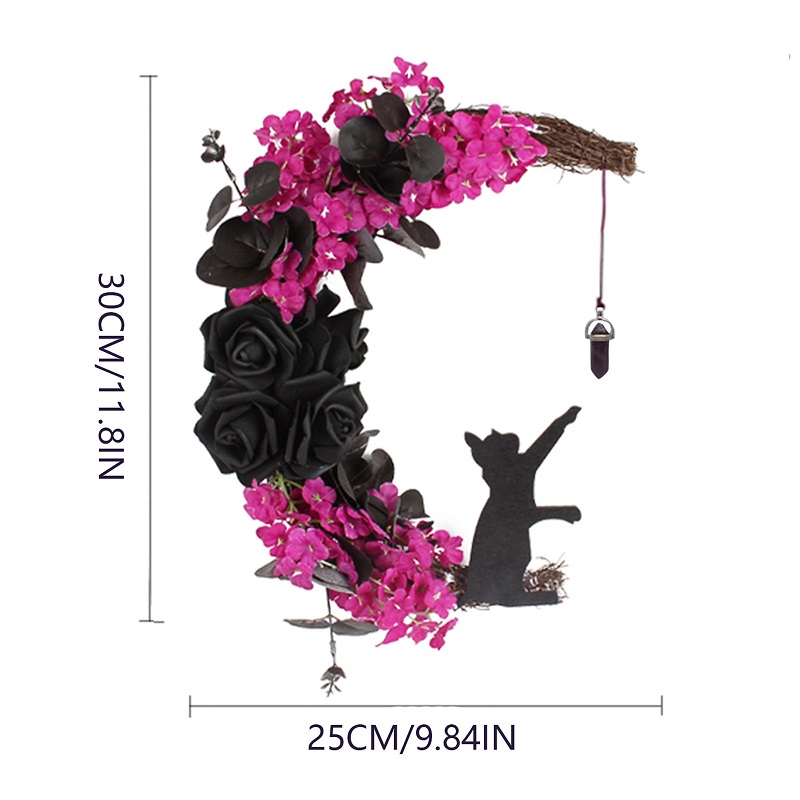 thumbnail image 2 of Guirnalda planta creciente gato Likrtyny cordón roja ciruela rosa negra Halloween, 2 of 2