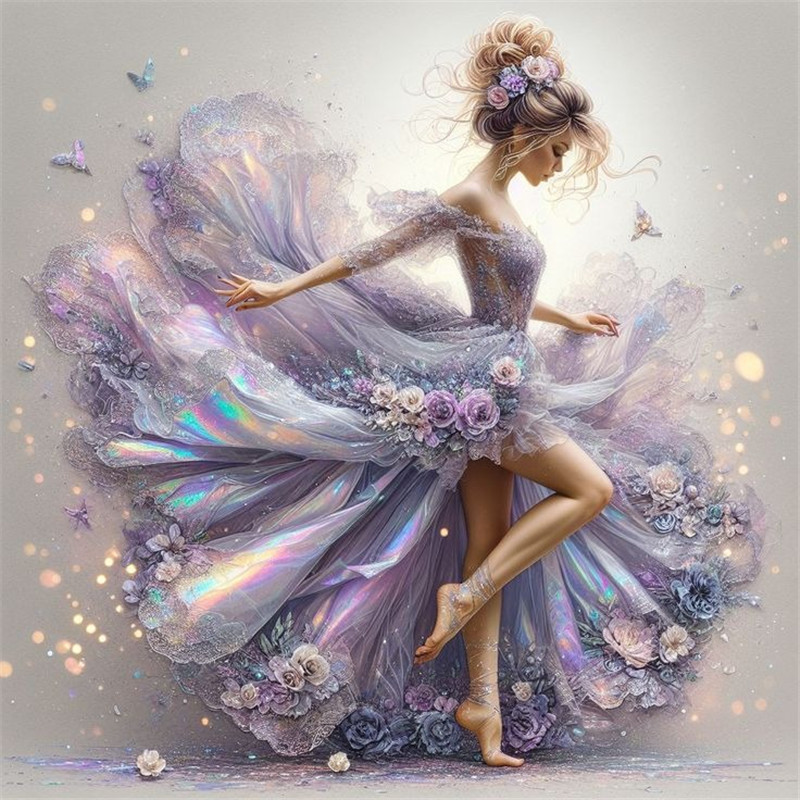 thumbnail image 2 of (ZSH1142) Lleno Diamantes Hermosa Falda La Serie Personajes Niña Resina 40*40CM, 2 of 2