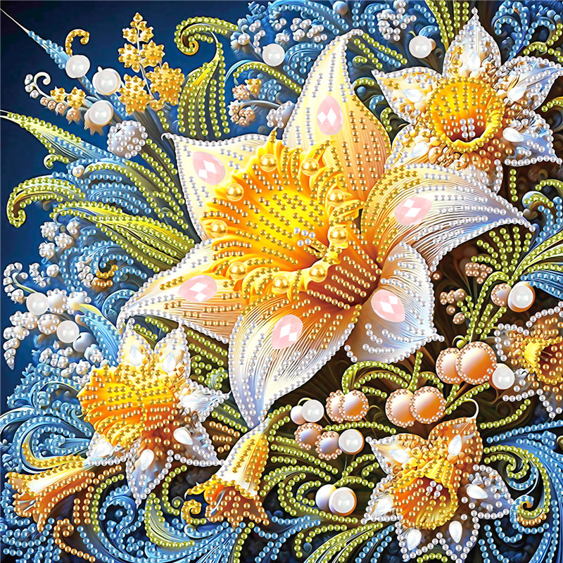 thumbnail image 2 of (AT309) Serie Flores Y Plantas Hermosas Con Diamantes Parciales Pintura Resina Con Forma Especial Diamantes 30x30cm, 2 of 2