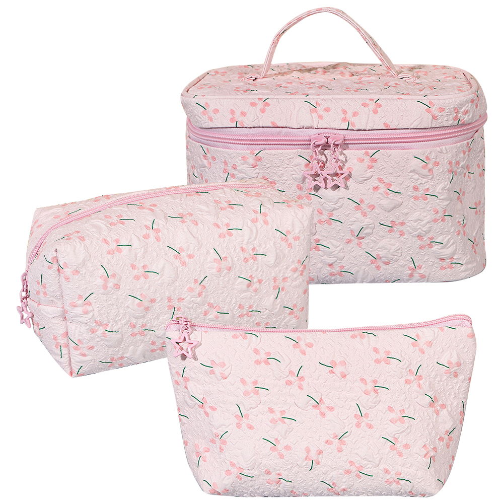 Organizadora de Maquillaje Hugtrwg Floral 3 Piezas Algodón Gran Capacidad