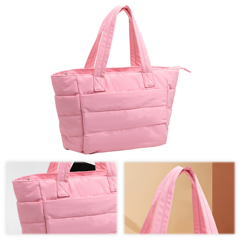 thumbnail image 2 of Bolso Mano Acolchado Con Hilo Bordar Ropa Algodón Esponjoso Gran Capacidad Un Hombro () Rosa, 2 of 10
