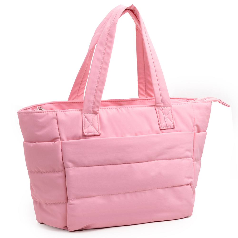 thumbnail image 3 of Bolso Mano Acolchado Con Hilo Bordar Ropa Algodón Esponjoso Gran Capacidad Un Hombro () Rosa, 3 of 10