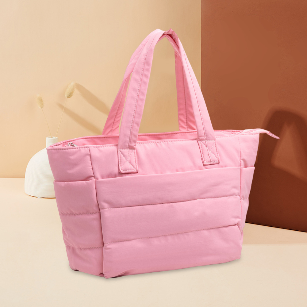 thumbnail image 5 of Bolso Mano Acolchado Con Hilo Bordar Ropa Algodón Esponjoso Gran Capacidad Un Hombro () Rosa, 5 of 10