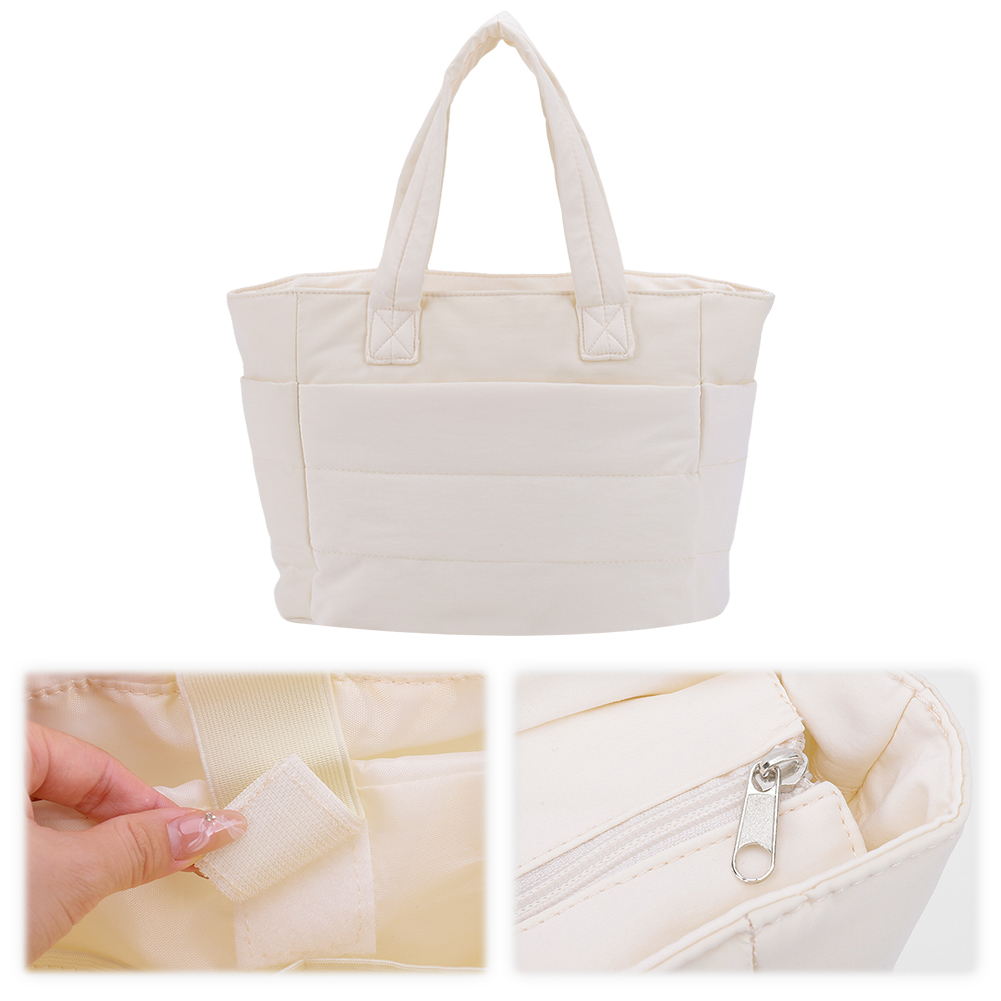 thumbnail image 2 of Bolso Mano Acolchado Hilo Bordar Ropa Algodón Esponjoso Gran Capacidad Un Hombro (Beige), 2 of 10