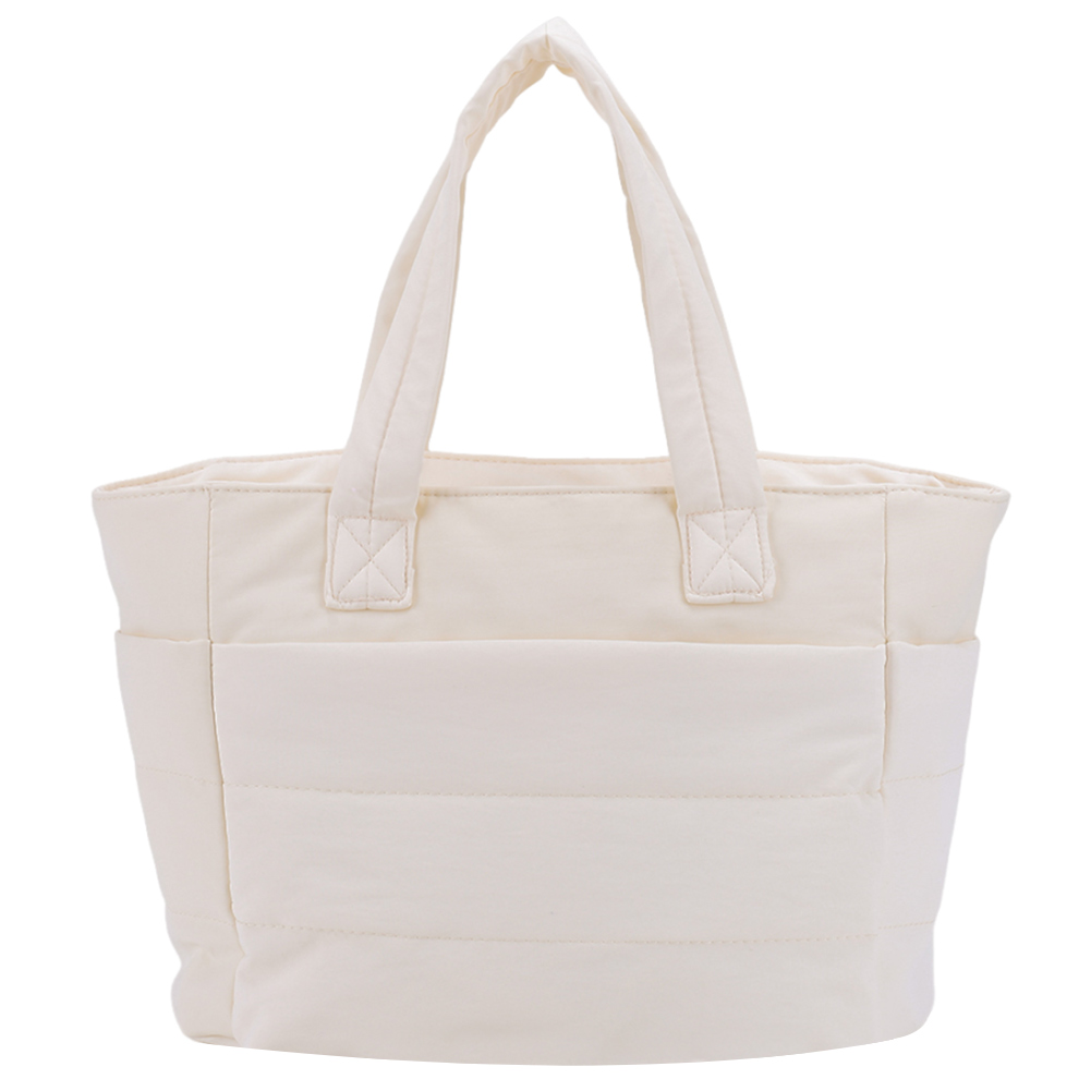 thumbnail image 3 of Bolso Mano Acolchado Hilo Bordar Ropa Algodón Esponjoso Gran Capacidad Un Hombro (Beige), 3 of 10