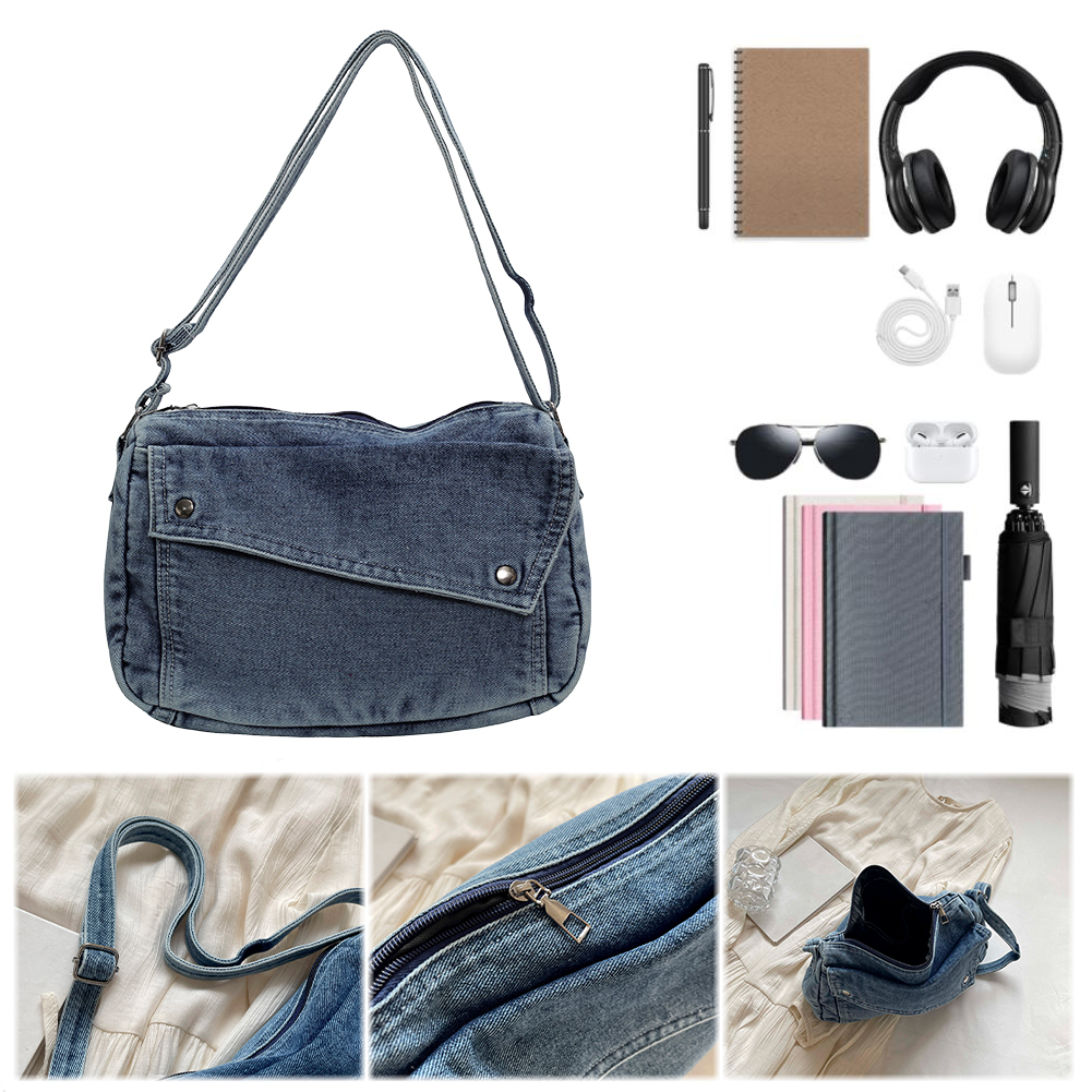 thumbnail image 2 of Bolso Bandolera Estético Mano Mensajero Denim Casual Retro Mujer, 2 of 10