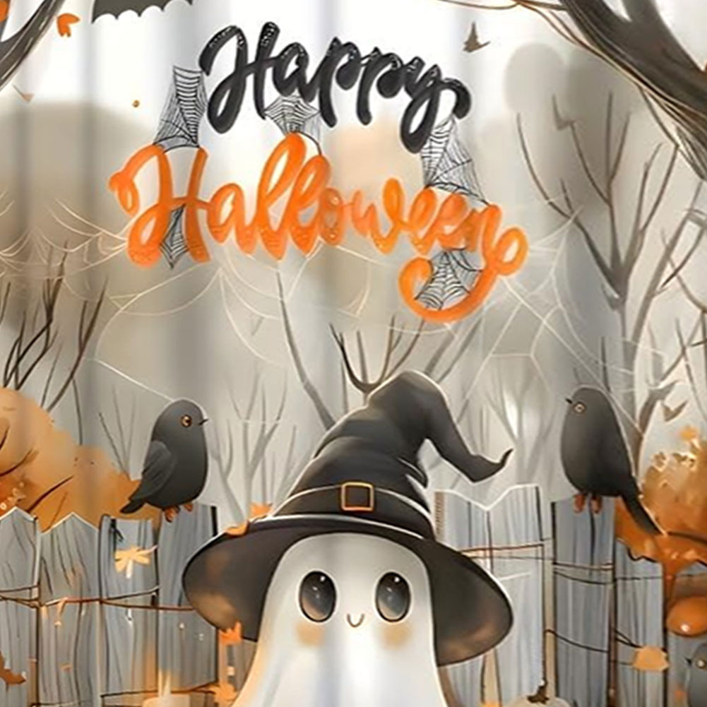 thumbnail image 4 of Cortina Ducha Lindo Dibujos Animados Fantasmas Set Halloween Lavable Baño Poliéster Tela Bañera Con Ganchos para, 4 of 10