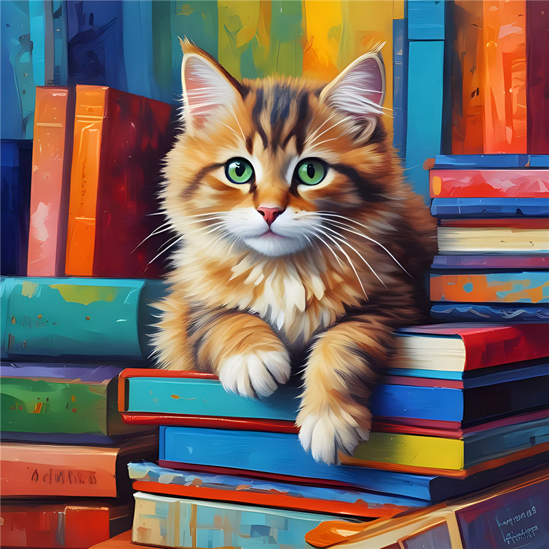 thumbnail image 2 of (ZSH1188) Libro Diamantes Serie Animal Gato Resina 30*30CM, 2 of 2