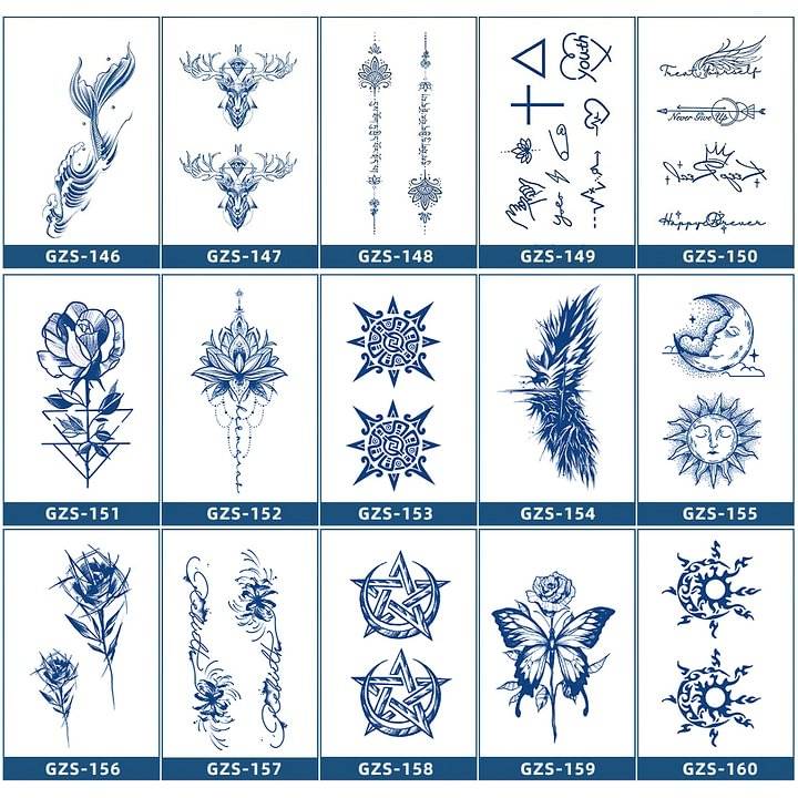 thumbnail image 2 of 15 Pegatinas Tatuaje Larga Duración Serie Letras Flores para Hombres Y Mujeres (5), 2 of 2
