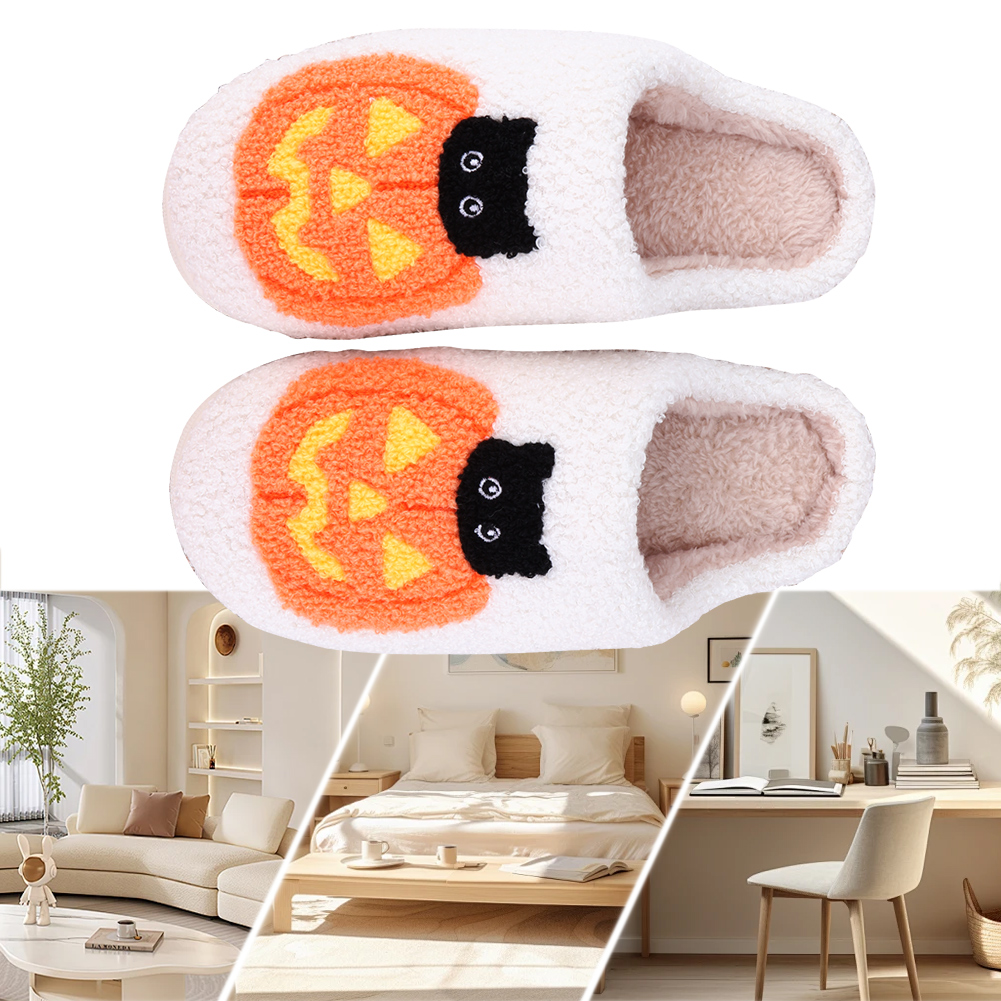 thumbnail image 2 of Pareja Esponjosa Halloween Pumpkin Cat Cómodas para Hombres Mujeres, 2 of 10