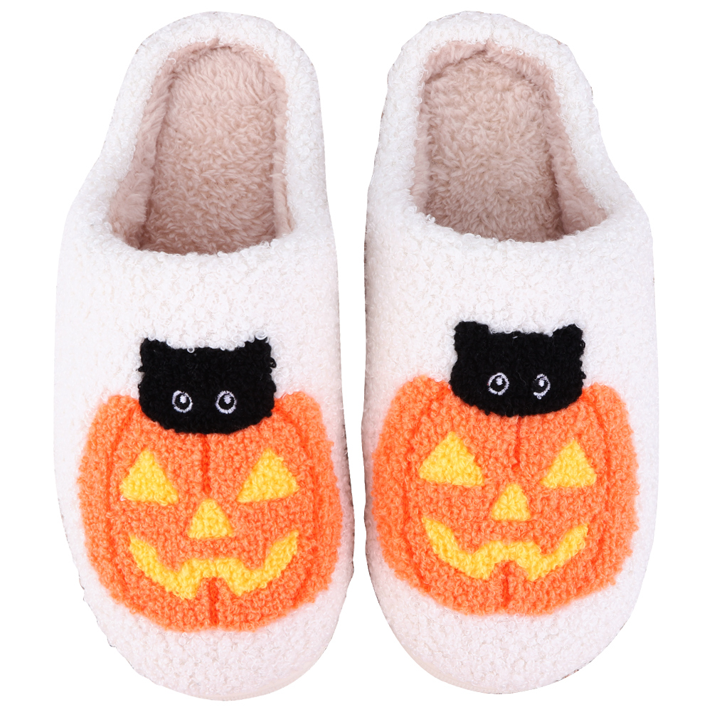 thumbnail image 3 of Pareja Esponjosa Halloween Pumpkin Cat Cómodas para Hombres Mujeres, 3 of 10