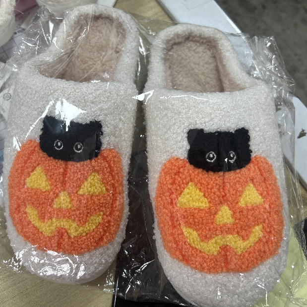 thumbnail image 4 of Pareja Esponjosa Halloween Pumpkin Cat Cómodas para Hombres Mujeres, 4 of 10
