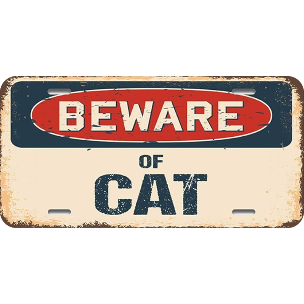 thumbnail image 2 of Chapa Metal Vintage Pintura Hierro Rectangular Cuidado Con Los Gatos 30x15cm, 2 of 10