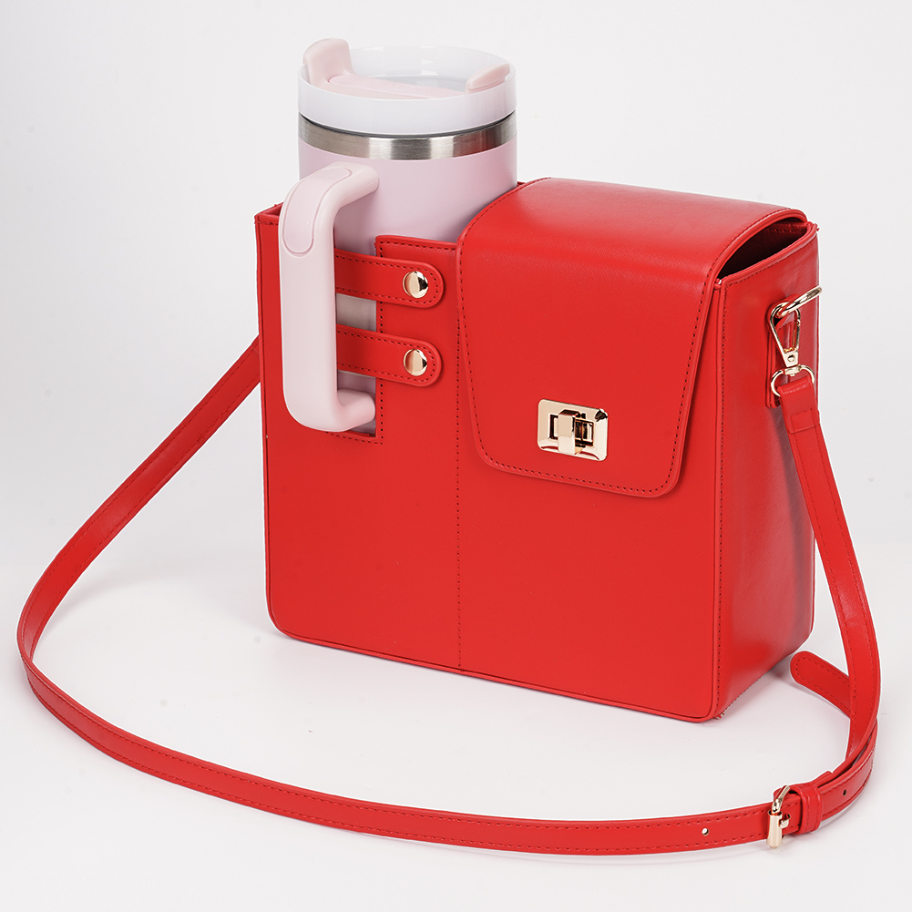 thumbnail image 2 of Bolso Portavasos para Mujer Con Correa Ajustable Cuero PU Viajes Al Aire Libre, 2 of 2