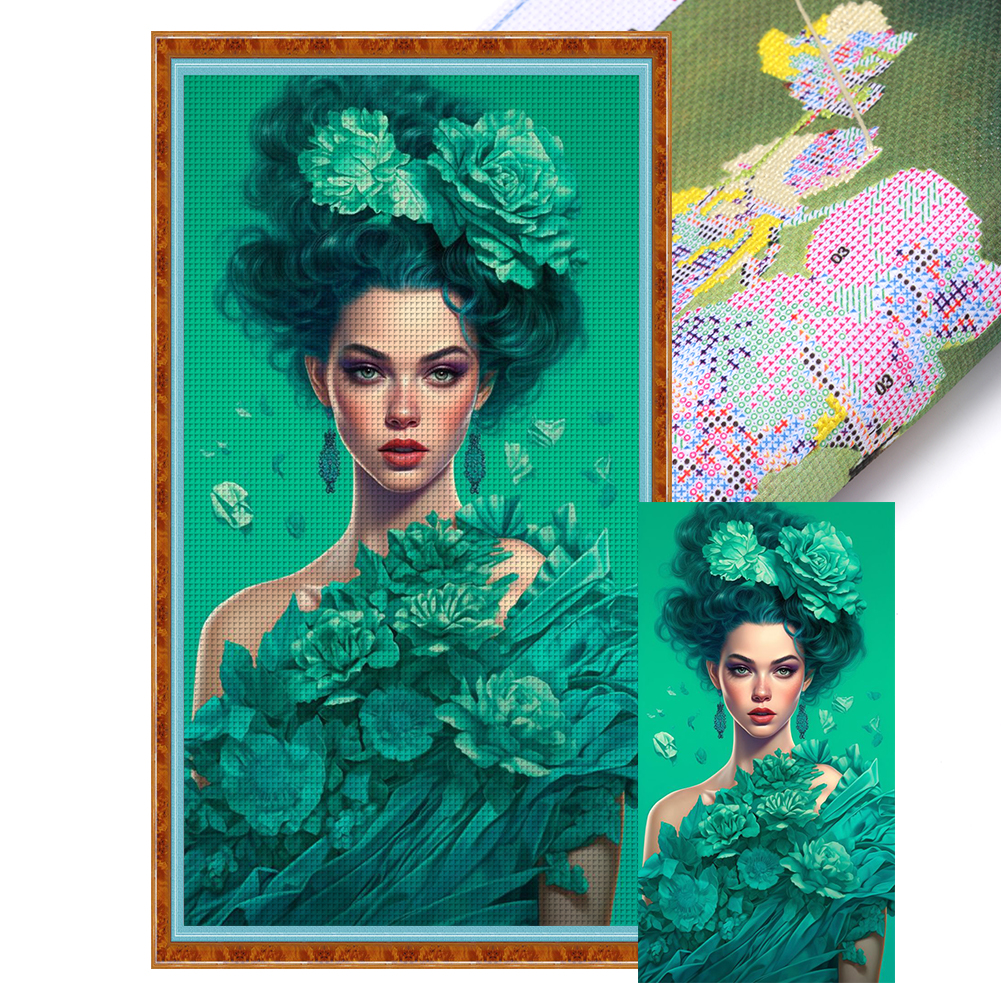 Kit Punto Cruz para Niña Bordado Con Hilo Algodón Ecológico 11CT Arte 50x90cm
