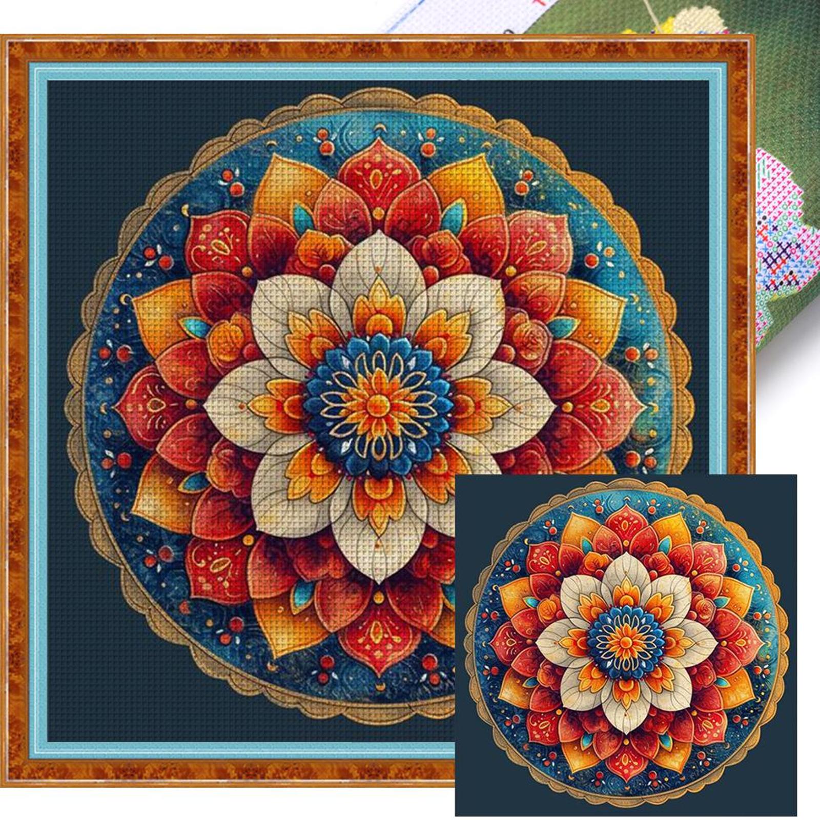 thumbnail image 1 of Kit Punto Cruz Circular Impreso Hilo Algodón Ecológico Bordado 11CT 50x50cm, 1 of 10