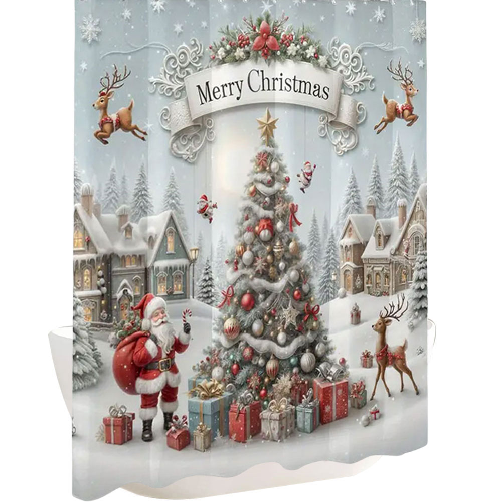 thumbnail image 2 of Cortina de Baño Decorativa Ndcxsfigh Papá Noel 256666 1ud, 2 of 10