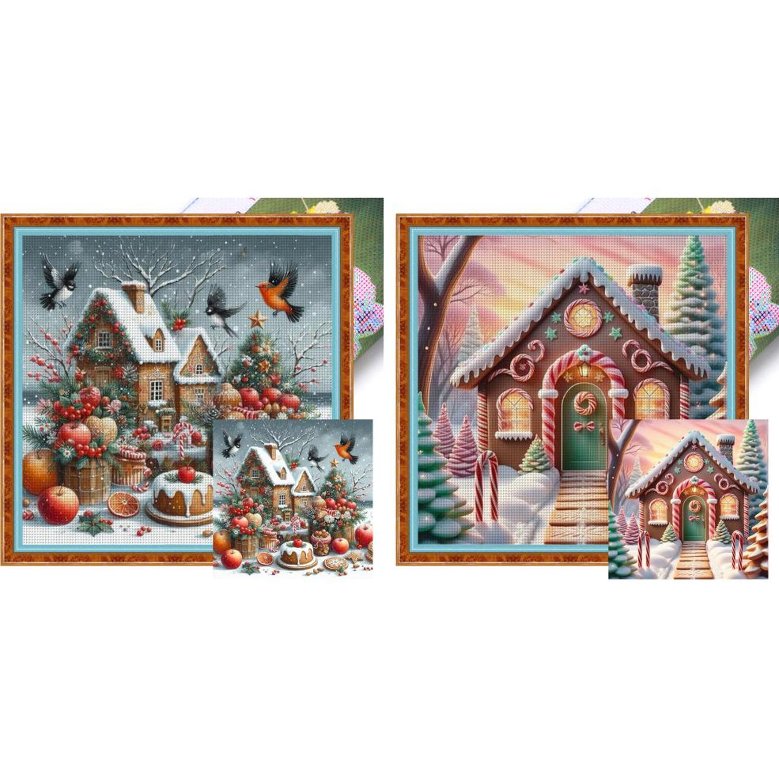 thumbnail image 1 of Hilo Algodón Ecológico Bordado Punto Cruz Casa Navidad Impreso 11CT 50x50cm, 1 of 10