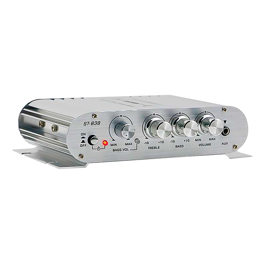 thumbnail image 4 of Amplificador potencia ST-838 HiFi 2 1 canales subwoofer 80W x para el y coche (plateado), 4 of 6