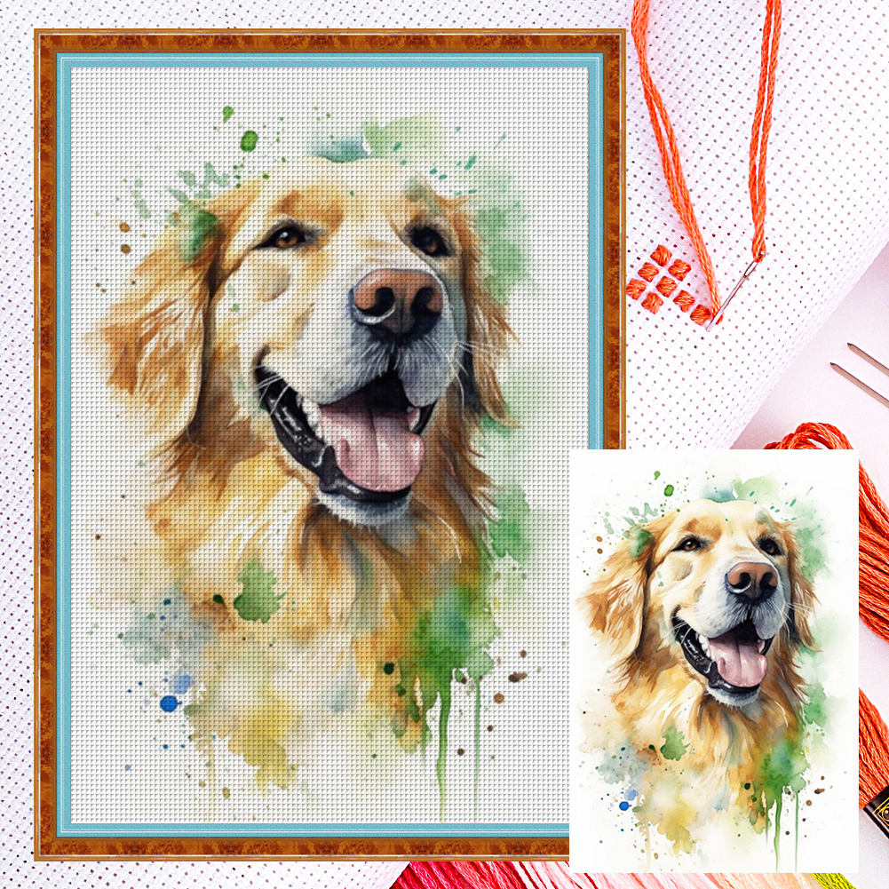 thumbnail image 2 of Kit Punto Cruz Perro Contado Hilo Algodón Ecológico Bordado 11CT 40x60cm, 2 of 10