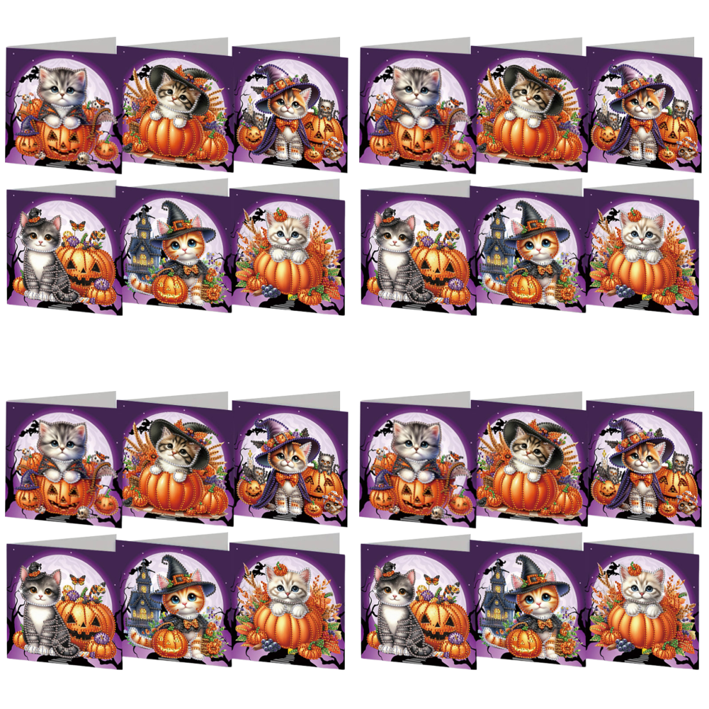 thumbnail image 2 of Tarjeta Artesanal Gato Halloween Dibujo Diamante 6 Uds. (IHK001), 2 of 7