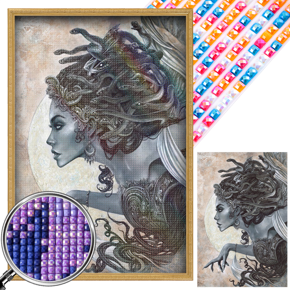 thumbnail image 2 of Kit 5D DIY Con Cuentas Cuadradas Completas Taladro AB Parcial Medusa 45x65cm, 2 of 10