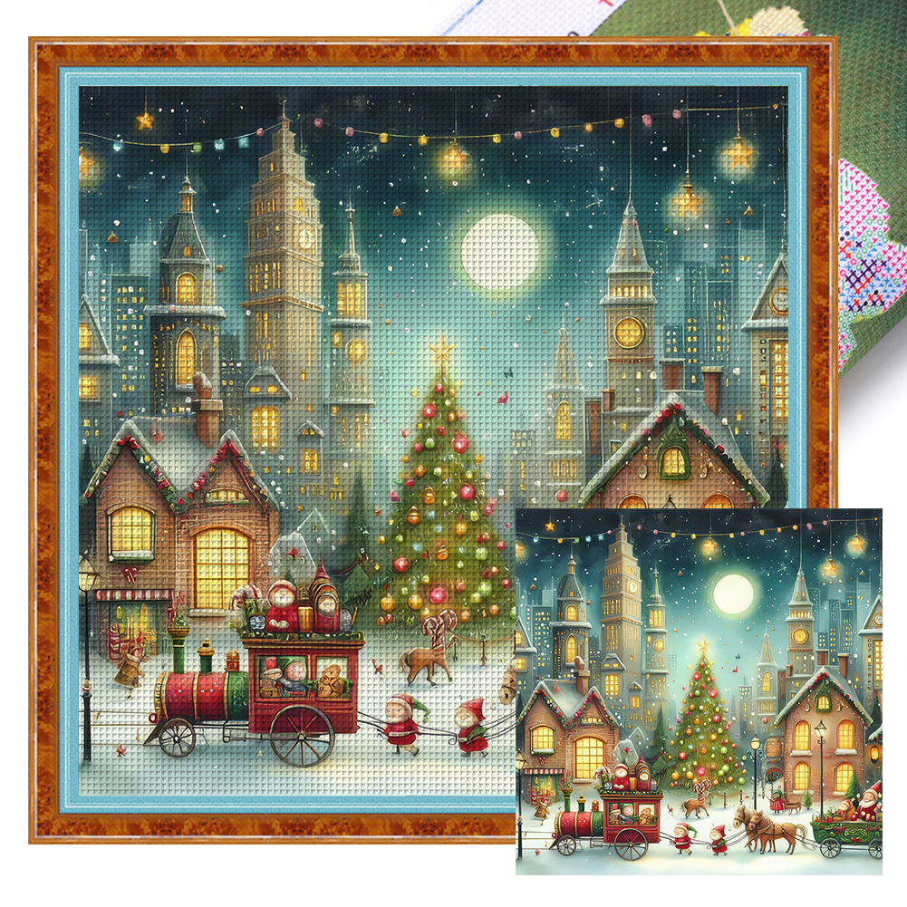 thumbnail image 2 of Hilo Algodón Ecológico Bordado Punto Cruz Casa Navidad Impreso 18 Quilates 50x50cm, 2 of 10