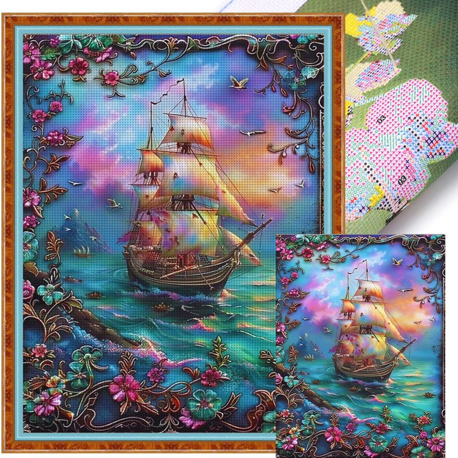 thumbnail image 2 of Kit Punto Cruz Con Velero Hilo Algodón Ecológico Bordado 11CT 40x55cm, 2 of 10