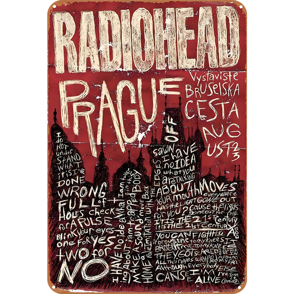 thumbnail image 2 of Chapa Metal Vintage Radiohead Rock Band Pintura Hierro Rectangular 20x30cm, 2 of 10