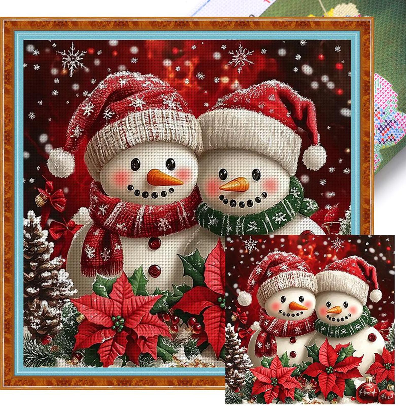 thumbnail image 2 of Kit Punto Cruz Con Muñeco Nieve Hilo Algodón Ecológico Bordado 11CT 45x45cm, 2 of 10
