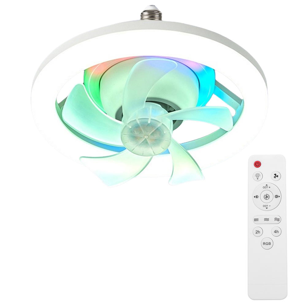 thumbnail image 2 of Lámpara Ventilador Techo RGB Perfil LED E27 Control Remoto 360 ° Cabeza en Dimmable para Sala Estar, 2 of 10