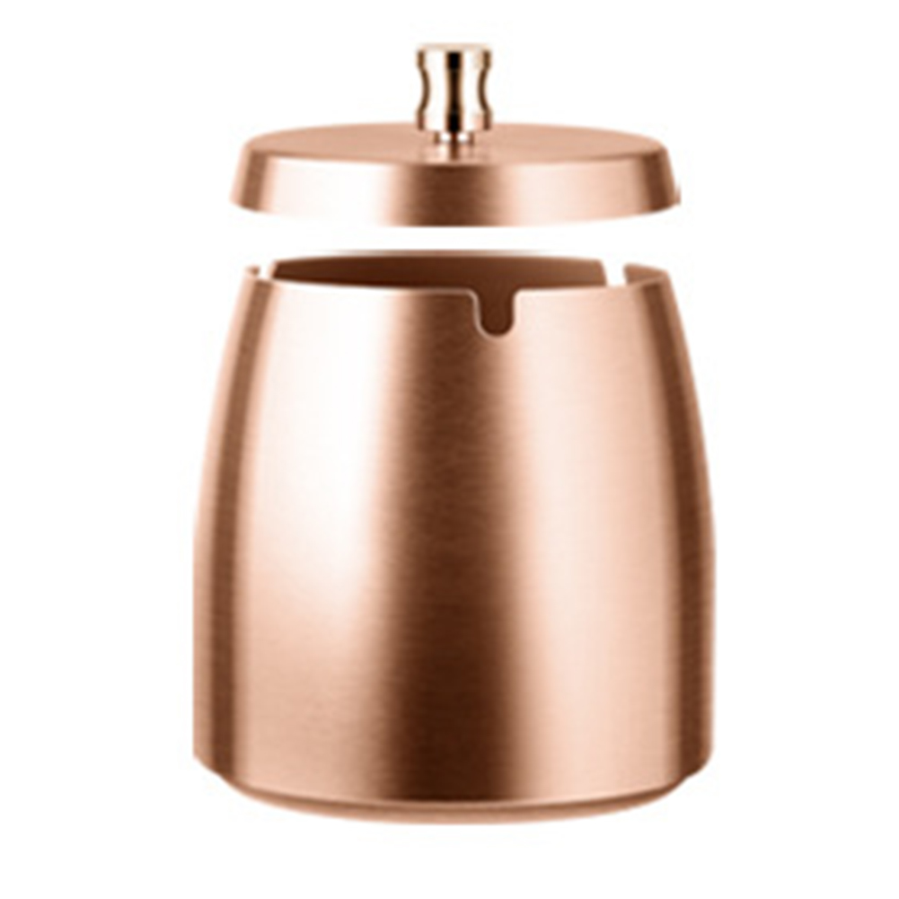 thumbnail image 3 of Cenicero A Prueba Viento Inodoro Sin Humo Con Tapa Bandeja Mesa Metal (oro Rosa), 3 of 5