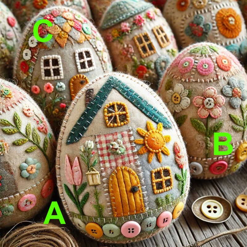 thumbnail image 2 of Patrones Bordado A Mano Patchwork Fieltro Kit Bricolaje Pascua (c), 2 of 2