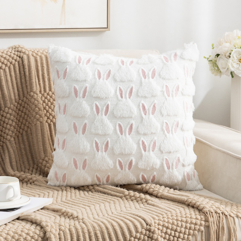 thumbnail image 2 of Almohada Pascua 18x18 Pulgadas 2 Decoraciones Orejas Rabb (caja Almohada) Blanco Rosa, 2 of 2