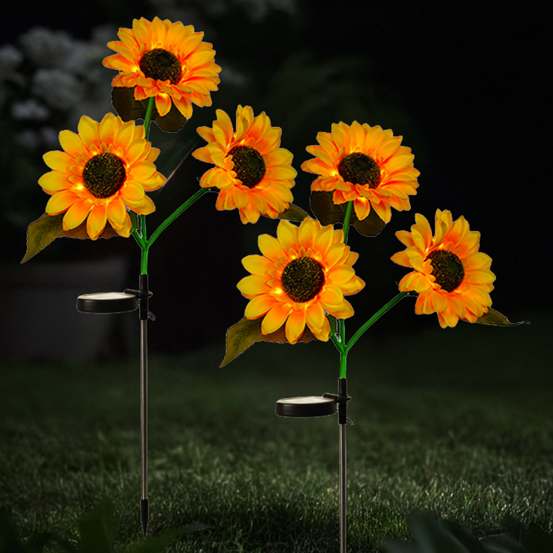 thumbnail image 2 of Luces Girasol Solar Jardín Al Aire Libre Tres Cabezas Linternas Decorativas L, 2 of 2