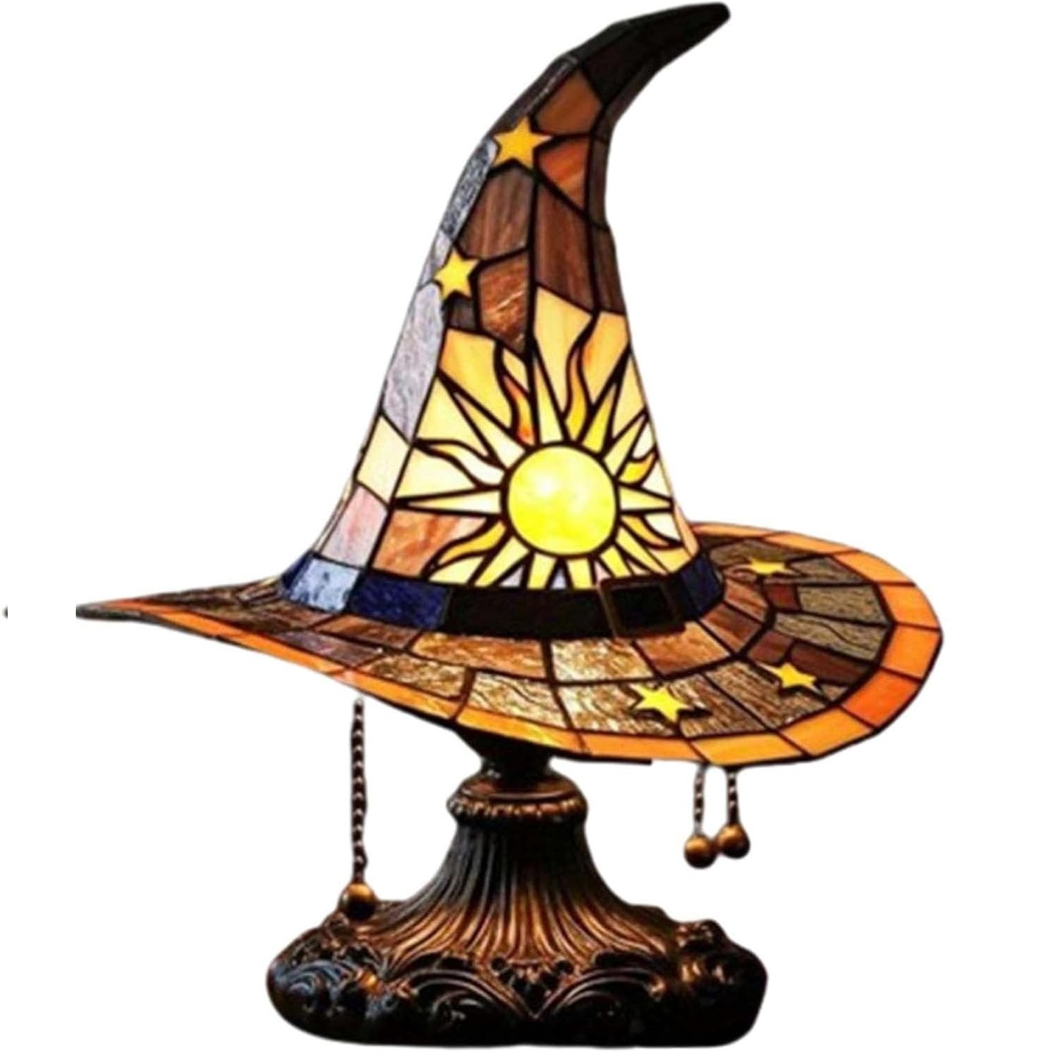 thumbnail image 2 of Lámparas Sombrero Bruja Lámpara Vidrio Con Encanto Místico Forma Hecha A Mano (b), 2 of 2