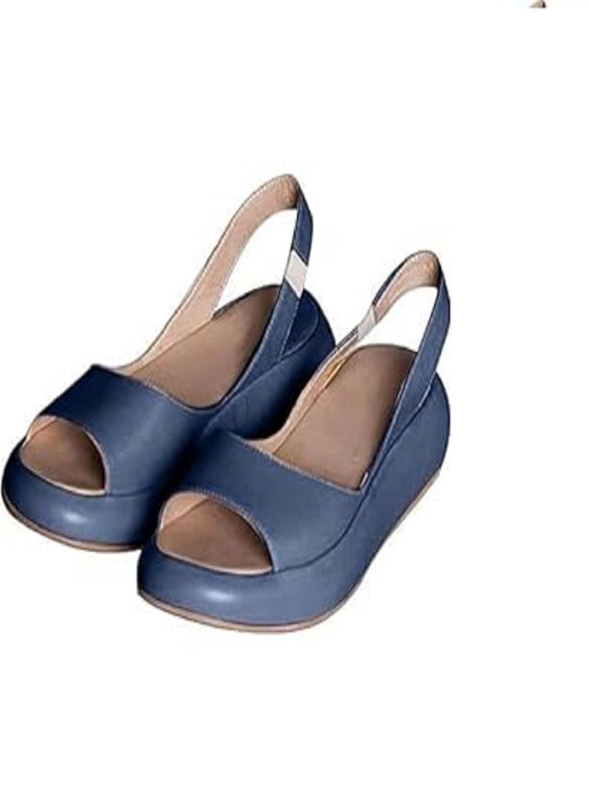 thumbnail image 2 of Sandalias Abiertas Cuña para Mujeres Cómodas La Playa Verano (10) Azul, 2 of 2
